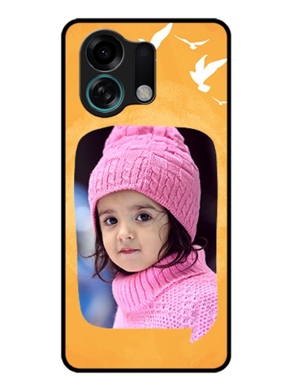 Custom Oppo K13 Turbo Pro 5G Custom Glass Phone Case - Water Color Design With Bird Icons