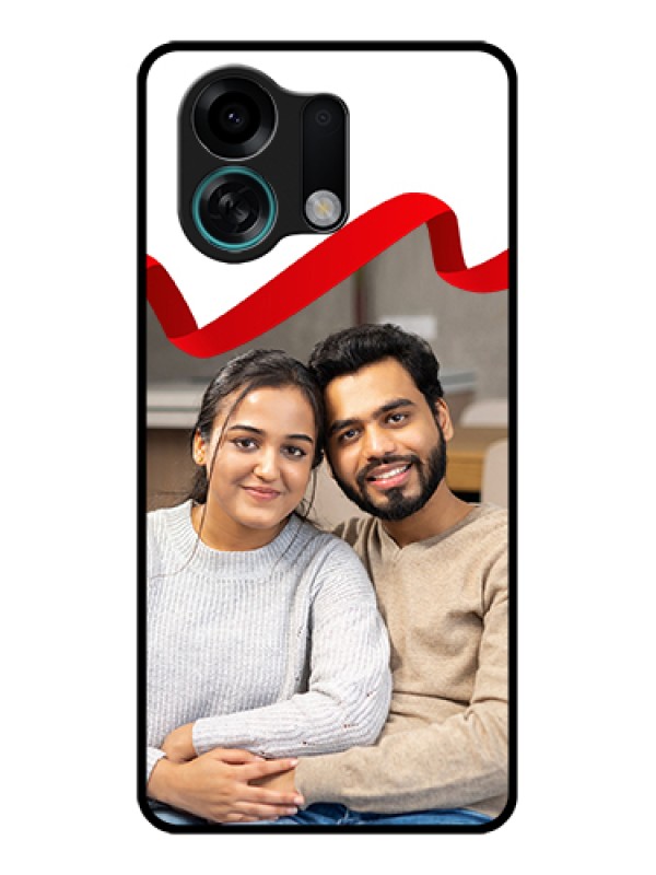 Custom Oppo K13 Turbo Pro 5G Custom Glass Phone Case - Red Ribbon Frame Design