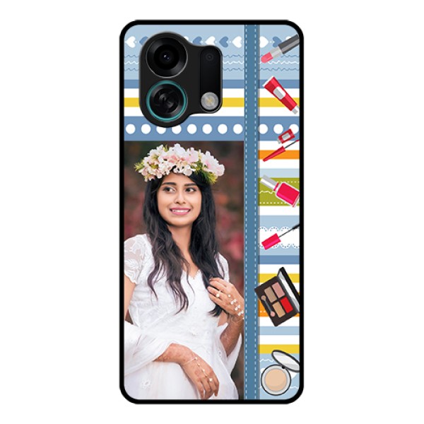 Oppo K13 Turbo Pro 5G Custom Glass Phone Case - Makeup Icons Design