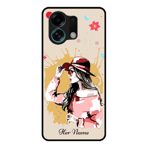 Oppo K13 Turbo Pro 5G Custom Glass Phone Case - Women With Pink Hat Design Oppo K13 Turbo Pro 5G Custom Glass Phone Case - Women With Pink Hat Design