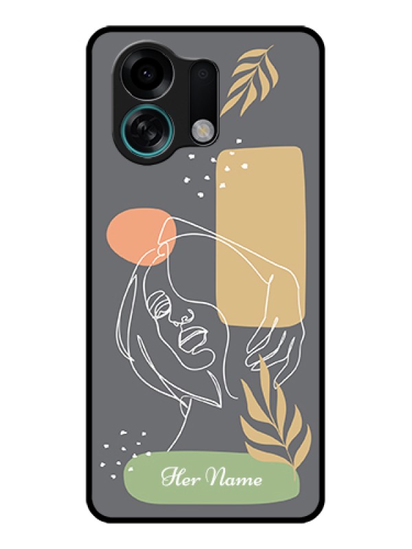 Custom Oppo K13 Turbo Pro 5G Custom Glass Phone Case - Gazing Woman Line Art Design