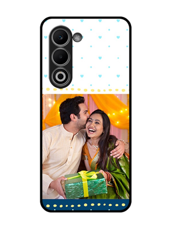 Custom Oppo K13x 5G Custom Glass Phone Case - White And Blue Abstract Design