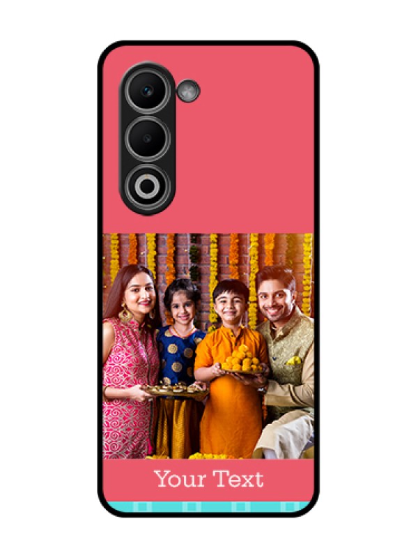 Custom Oppo K13x 5G Custom Glass Phone Case - Peach & Blue Color Design