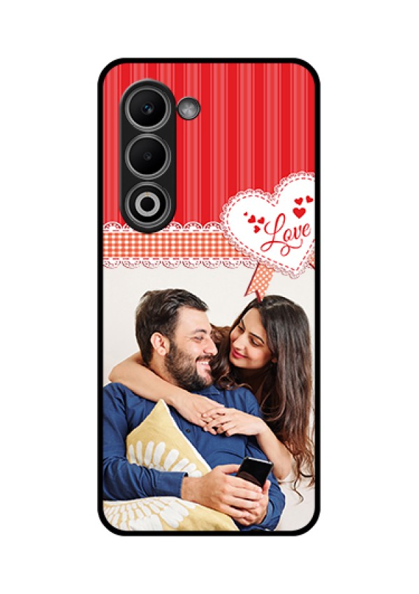 Oppo K13x 5G Custom Glass Phone Case - Red Love Pattern Design