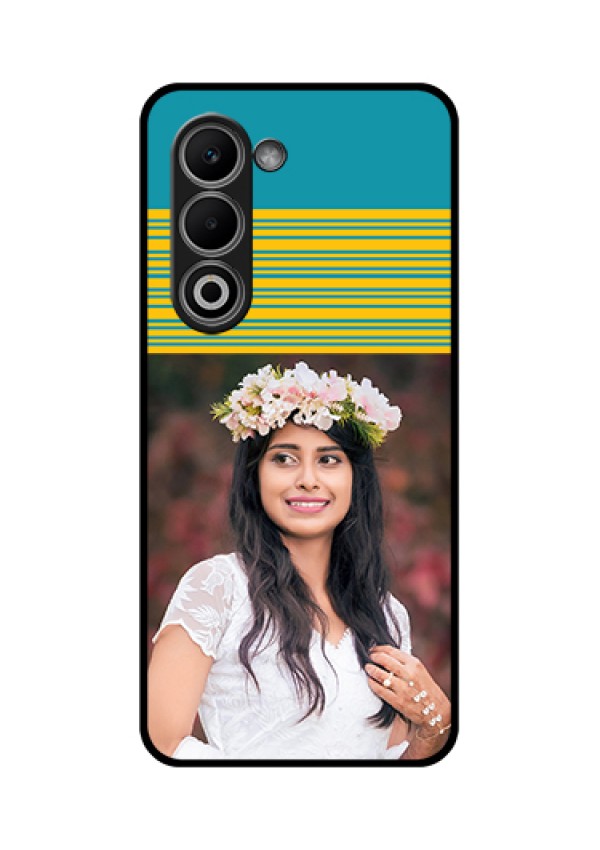 Oppo K13x 5G Custom Glass Phone Case - Yellow & Blue Design