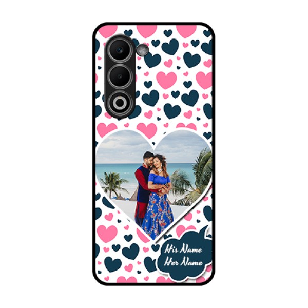 Oppo K13x 5G Custom Glass Phone Case - Pink & Blue Heart Design