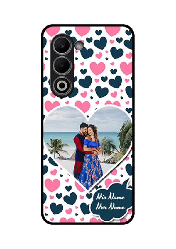 Oppo K13x 5G Custom Glass Phone Case - Pink & Blue Heart Design