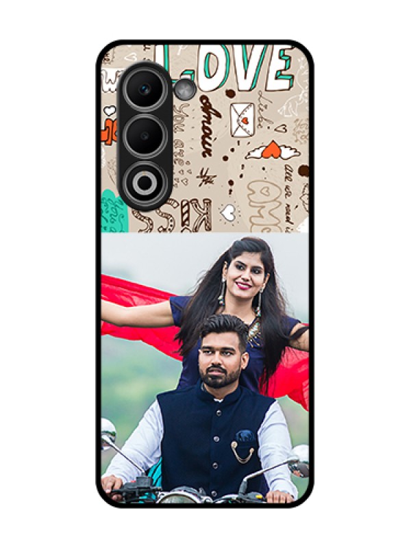 Custom Oppo K13x 5G Custom Glass Phone Case - Love Doodle Pattern