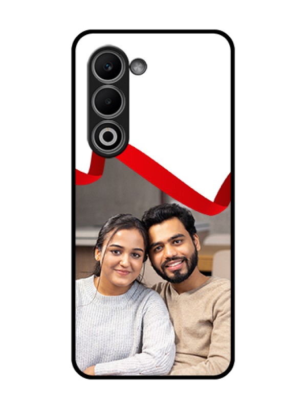 Custom Oppo K13x 5G Custom Glass Phone Case - Red Ribbon Frame Design