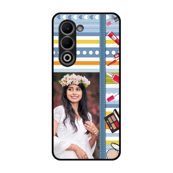 Oppo K13x 5G Custom Glass Phone Case - Makeup Icons Design