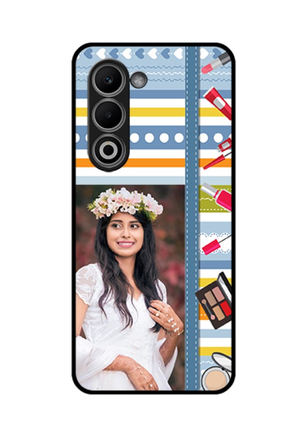 Oppo K13x 5G Custom Glass Phone Case - Makeup Icons Design
