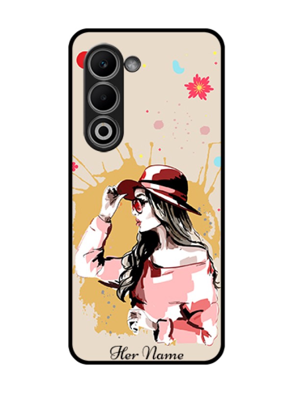 Custom Oppo K13x 5G Custom Glass Phone Case - Women With Pink Hat Design
