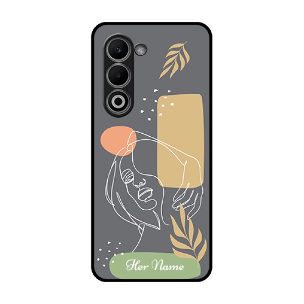 Oppo K13x 5G Custom Glass Phone Case - Gazing Woman Line Art Design Oppo K13x 5G Custom Glass Phone Case - Gazing Woman Line Art Design