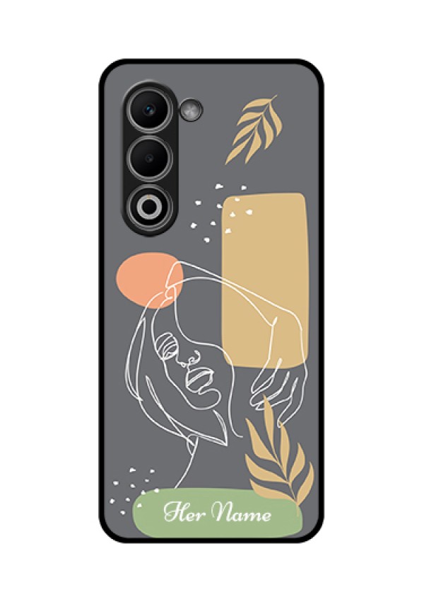 Oppo K13x 5G Custom Glass Phone Case - Gazing Woman Line Art Design