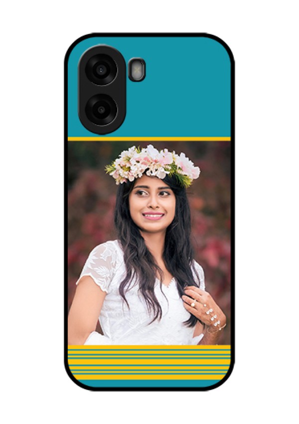 Oppo K14x 5G Custom Glass Phone Case - Yellow & Blue Design