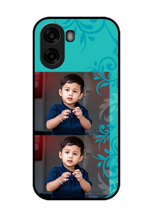 Oppo K14x 5G Custom Glass Phone Case - With Photo And Green Floral Design