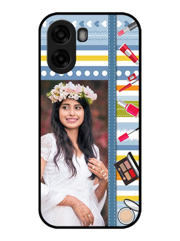 Custom Oppo K14x 5G Custom Glass Phone Case - Makeup Icons Design