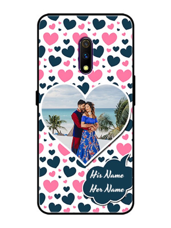 Custom Oppo K3 Custom Glass Phone Case  - Pink & Blue Heart Design