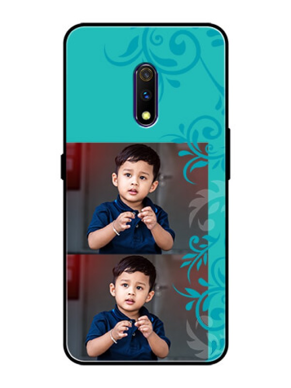 Custom Oppo K3 Personalized Glass Phone Case  - with Photo and Green Floral Design 