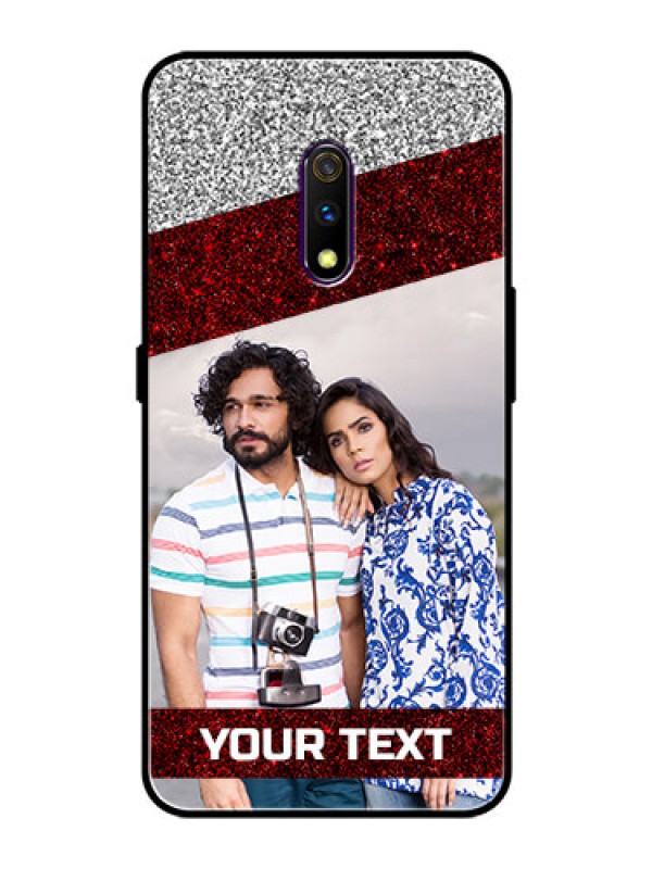 Custom Oppo K3 Personalized Glass Phone Case  - Image Holder with Glitter Strip Design