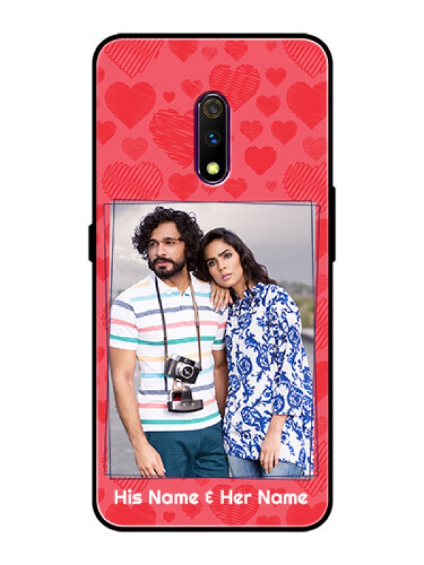 Custom Oppo K3 Photo Printing on Glass Case  - with Red Heart Symbols Design