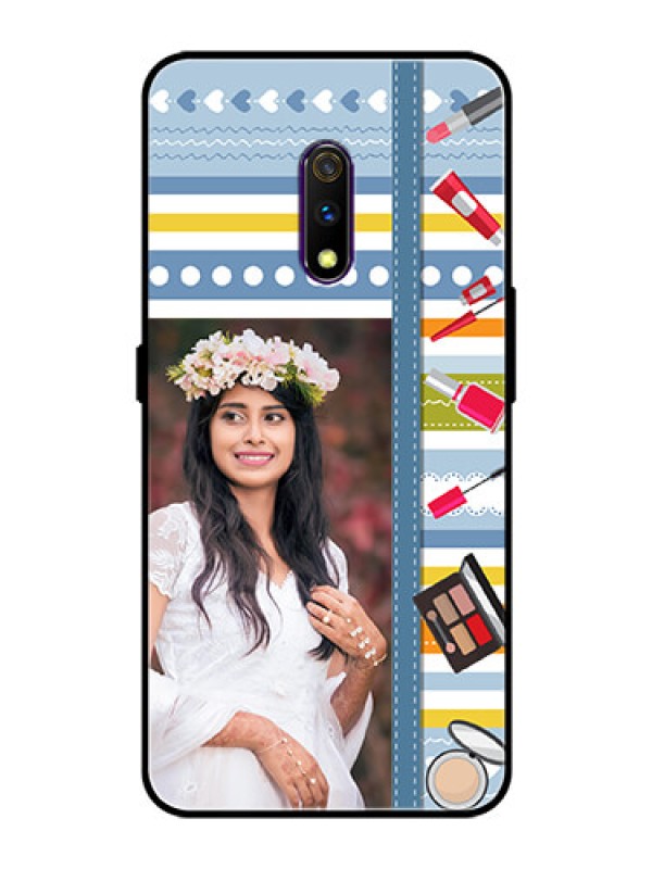 Custom Oppo K3 Personalized Glass Phone Case  - Makeup Icons Design