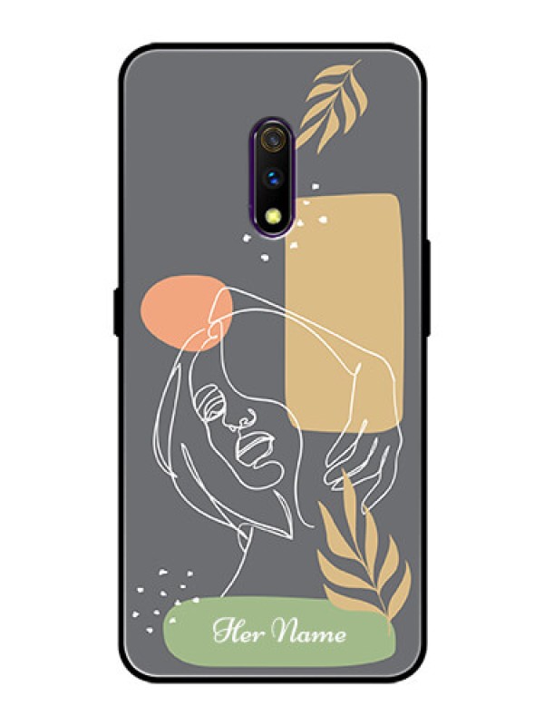 Custom Oppo K3 Custom Glass Phone Case - Gazing Woman line art Design