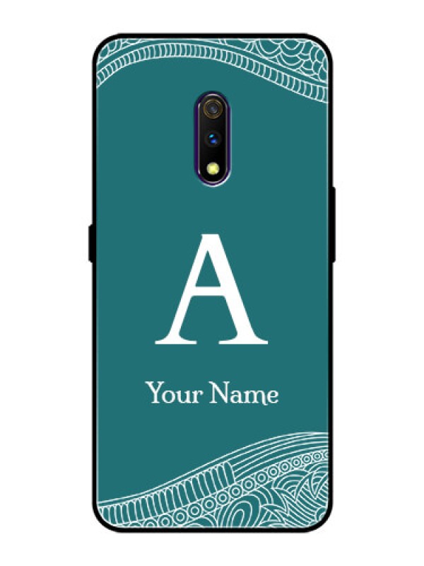 Custom Oppo K3 Personalized Glass Phone Case - line art pattern with custom name Design
