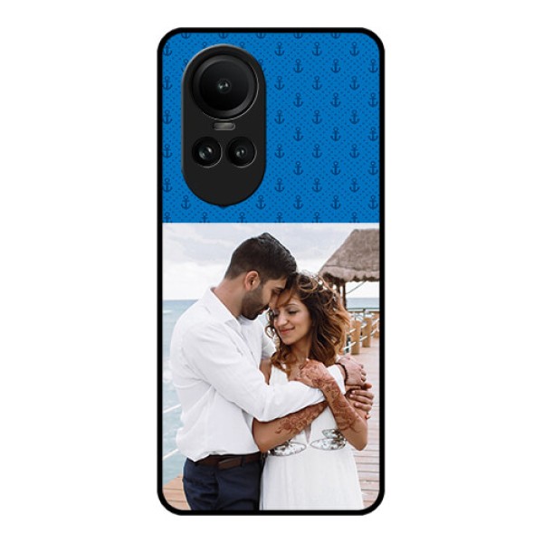Oppo Reno 10 5G Photo Printing on Glass Case - Blue Anchors Design