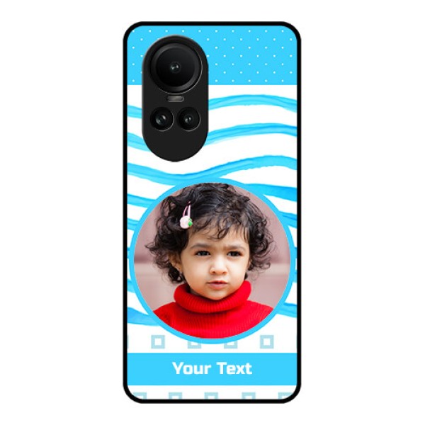 Oppo Reno 10 5G Custom Glass Phone Case - Simple Blue Case Design