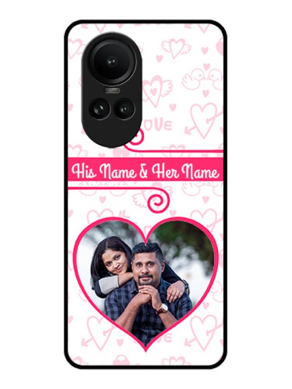 Custom Oppo Reno 10 5G Personalized Glass Phone Case - Heart Shape Love Design