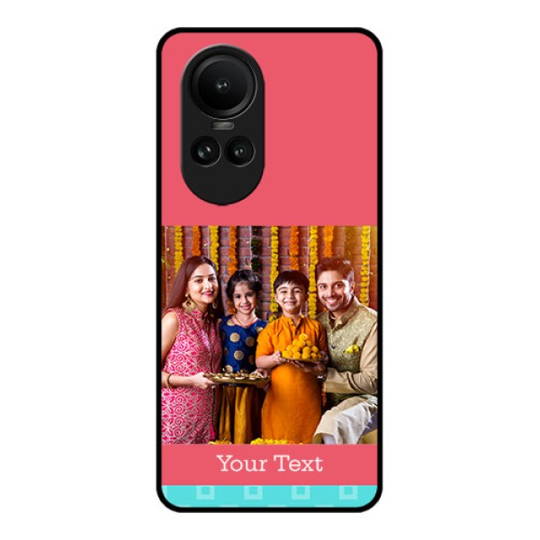 Oppo Reno 10 5G Personalized Glass Phone Case - Peach & Blue Color Design