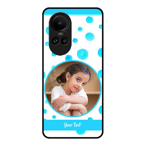 Oppo Reno 10 5G Photo Printing on Glass Case - Blue Bubbles Pattern Design