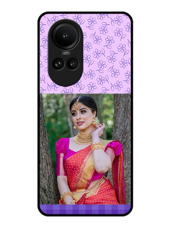 Custom Oppo Reno 10 5G Custom Glass Phone Case - Purple Floral Design