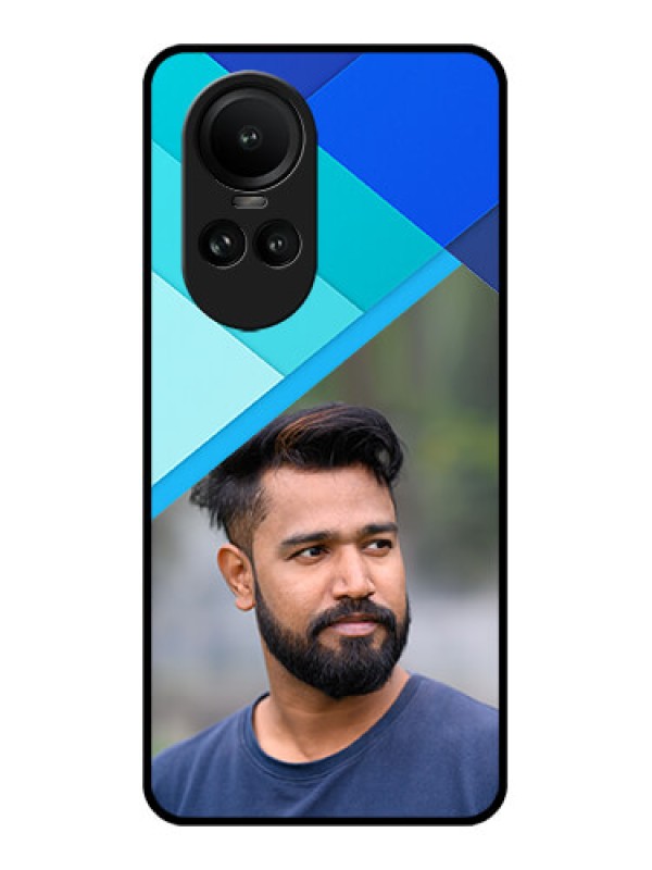 Custom Oppo Reno 10 5G Custom Glass Phone Case - Blue Pattern Design