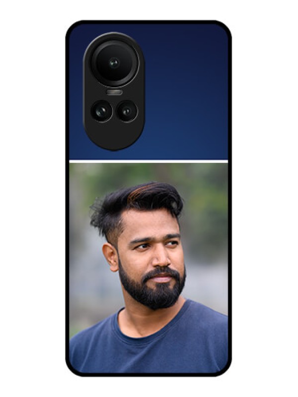 Custom Oppo Reno 10 5G Personalized Glass Phone Case - Simple Royal Blue Design