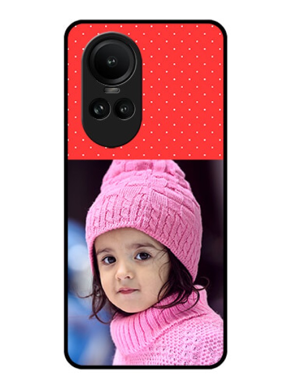 Custom Oppo Reno 10 5G Photo Printing on Glass Case - Red Pattern Design