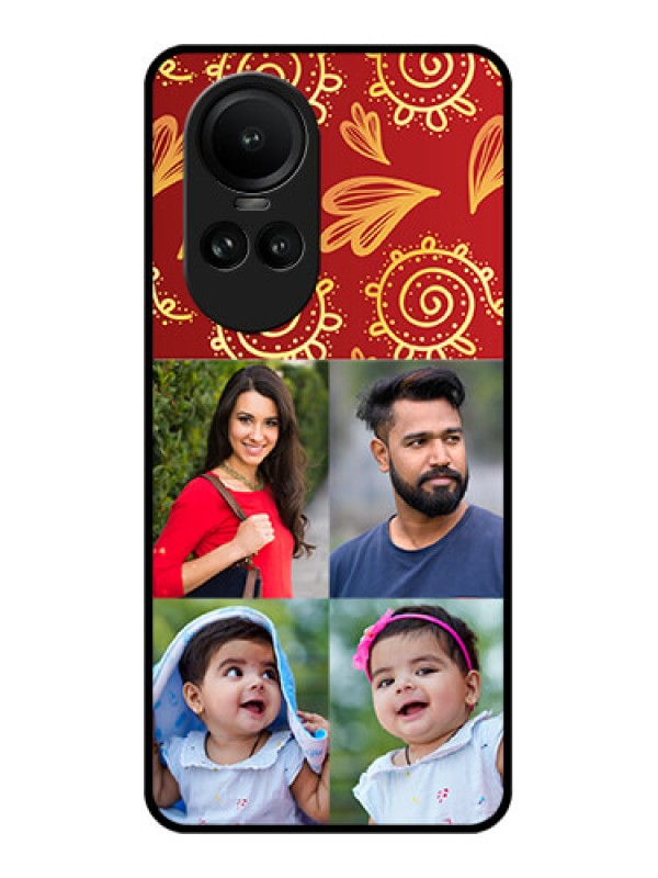 Custom Oppo Reno 10 5G Photo Printing on Glass Case - 4 Image Traditional Design