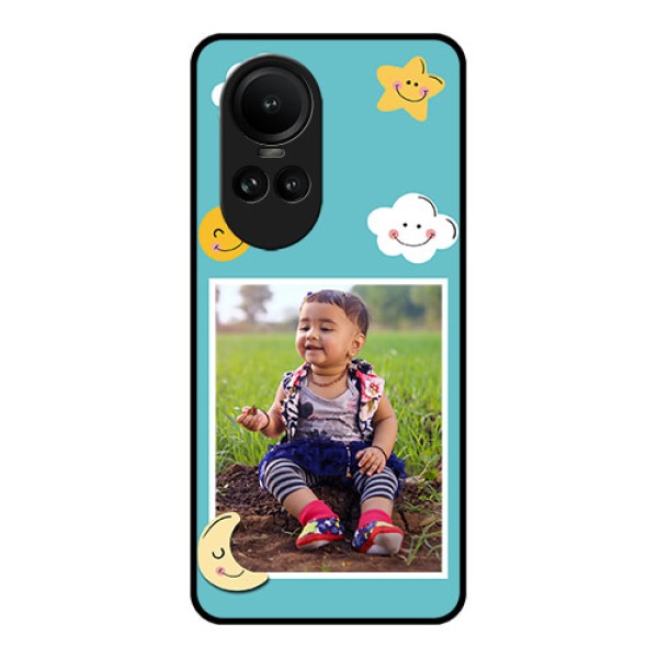 Oppo Reno 10 5G Personalized Glass Phone Case - Smiley Kids Stars Design