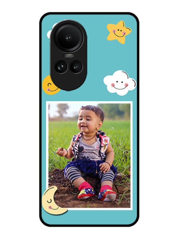 Custom Oppo Reno 10 5G Personalized Glass Phone Case - Smiley Kids Stars Design