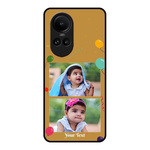 Oppo Reno 10 5G Personalized Glass Phone Case - Image Holder with Birthday Celebrations Design Oppo Reno 10 5G Personalized Glass Phone Case - Image Holder with Birthday Celebrations Design