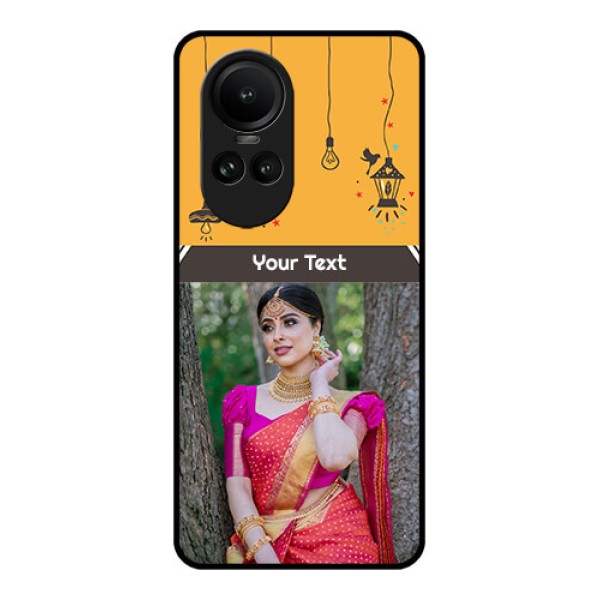 Oppo Reno 10 5G Custom Glass Mobile Case - with Family Picture and Icons Oppo Reno 10 5G Custom Glass Mobile Case - with Family Picture and Icons