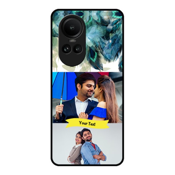 Oppo Reno 10 5G Personalized Glass Phone Case - Image with Boho Peacock Feather Design Oppo Reno 10 5G Personalized Glass Phone Case - Image with Boho Peacock Feather Design