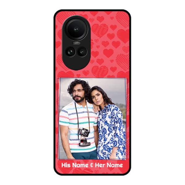 Oppo Reno 10 5G Photo Printing on Glass Case - with Red Heart Symbols Design Oppo Reno 10 5G Photo Printing on Glass Case - with Red Heart Symbols Design