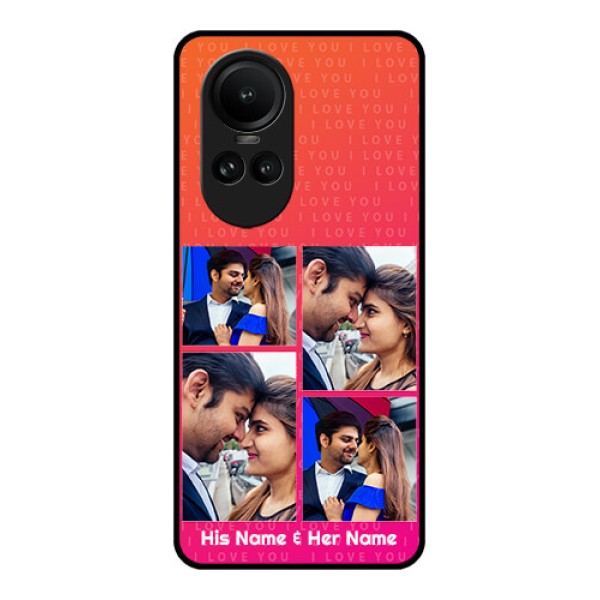 Oppo Reno 10 5G Custom Glass Phone Case - I Love You Pink Design
