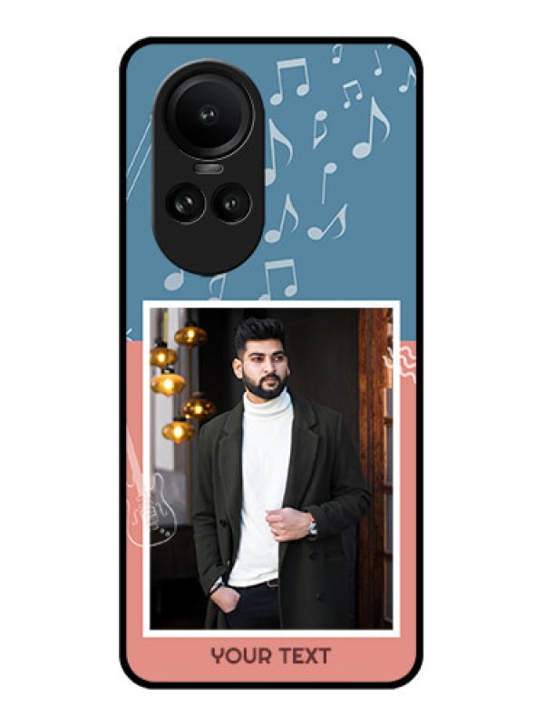 Custom Oppo Reno 10 5G Photo Printing on Glass Case - with Color Musical Note Design