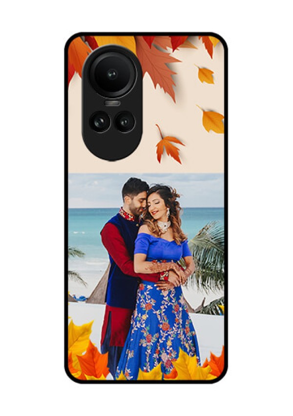 Oppo Reno 10 5G Photo Printing on Glass Case - Autumn Maple Leaves Design