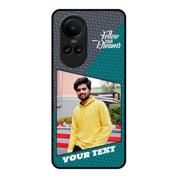Oppo Reno 10 5G Personalized Glass Phone Case - Background Pattern Design with Quote