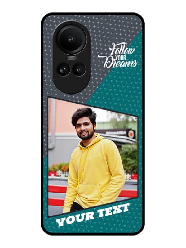 Custom Oppo Reno 10 5G Personalized Glass Phone Case - Background Pattern Design with Quote