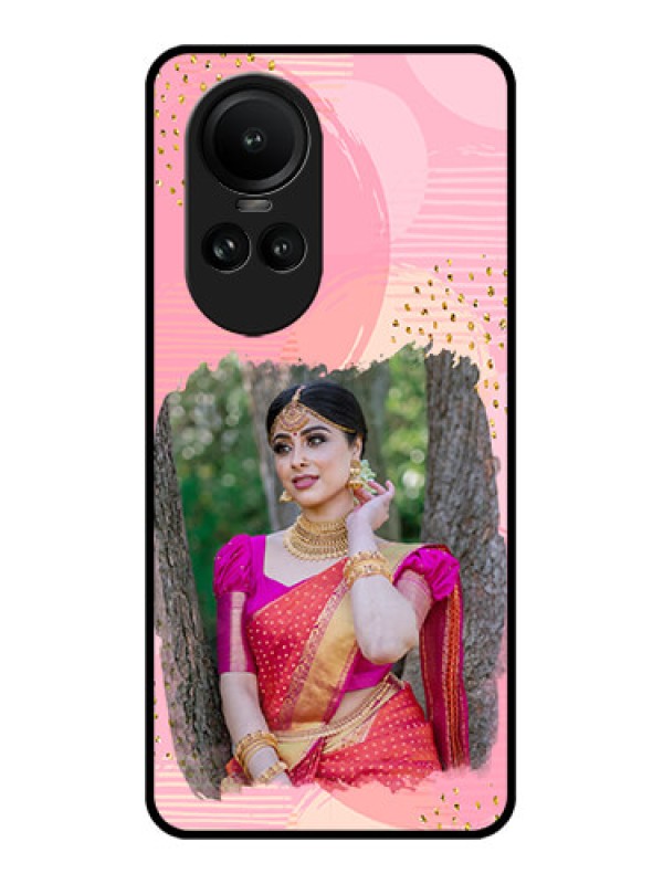 Custom Oppo Reno 10 5G Personalized Glass Phone Case - Gold Glitter Splash Design